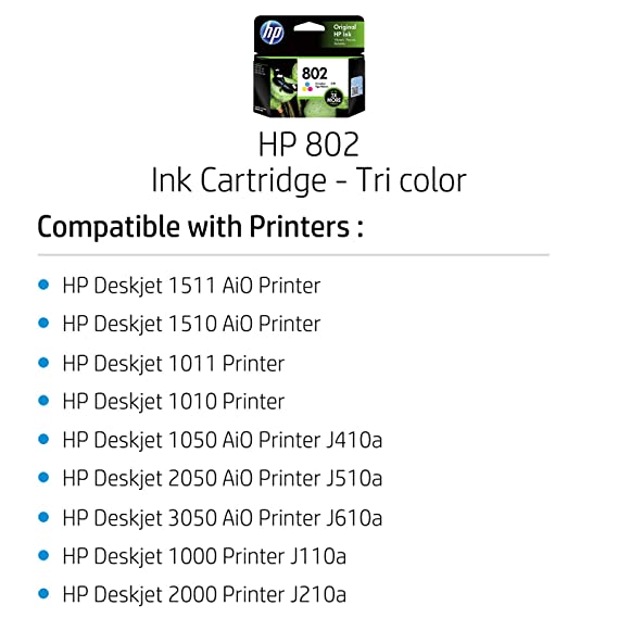 HP 802 Small Tri-color Original Ink Cartridge (CH562ZZ)